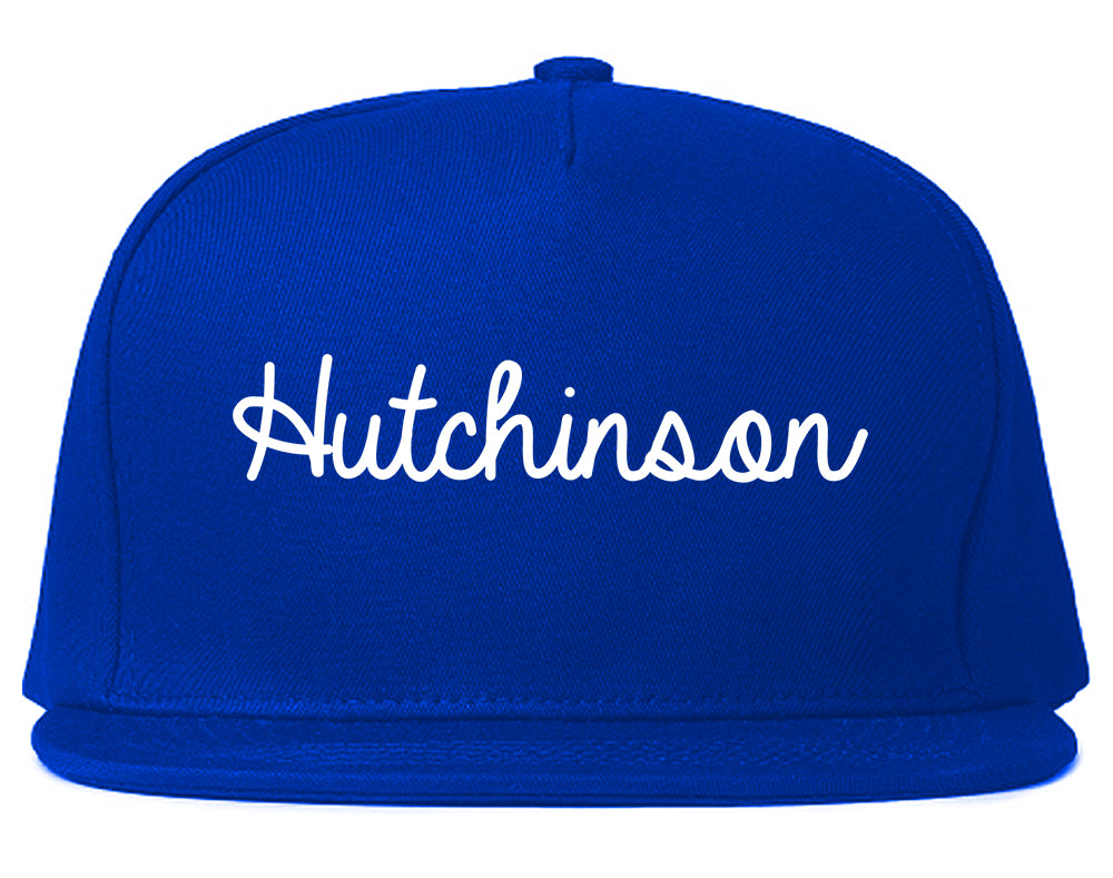 Hutchinson Kansas KS Script Mens Snapback Hat Royal Blue