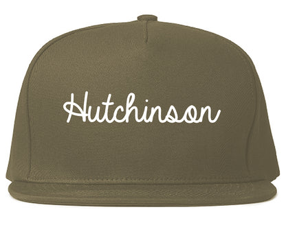 Hutchinson Minnesota MN Script Mens Snapback Hat Grey