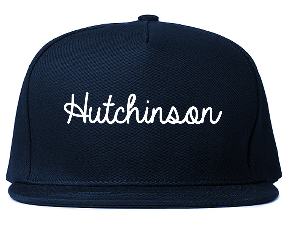 Hutchinson Minnesota MN Script Mens Snapback Hat Navy Blue