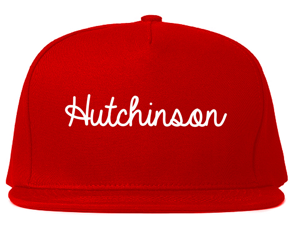 Hutchinson Minnesota MN Script Mens Snapback Hat Red
