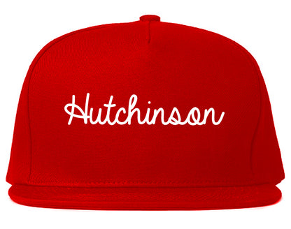 Hutchinson Minnesota MN Script Mens Snapback Hat Red