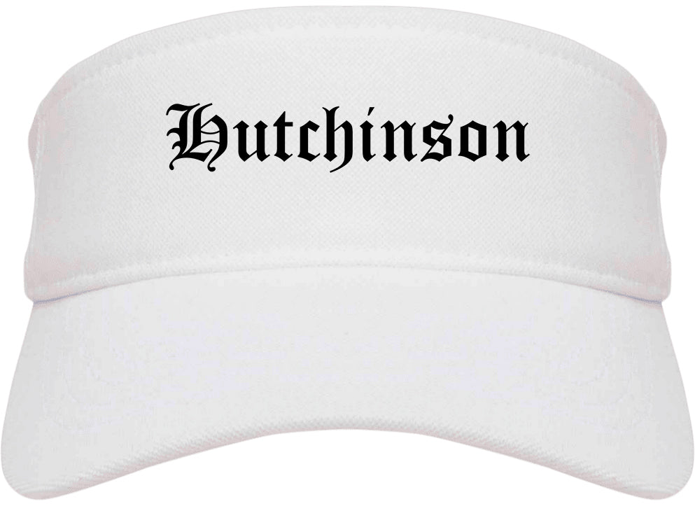 Hutchinson Minnesota MN Old English Mens Visor Cap Hat White