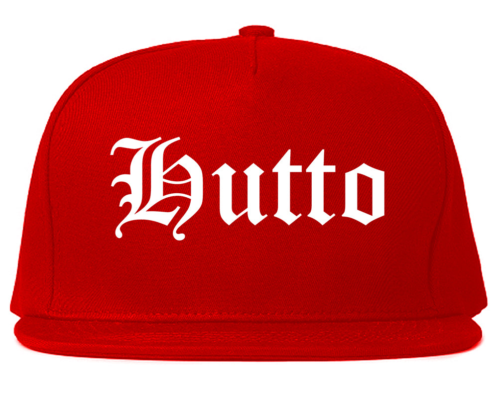 Hutto Texas TX Old English Mens Snapback Hat Red