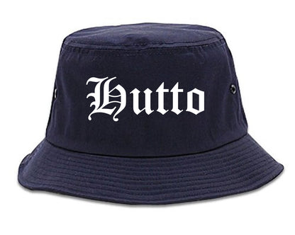 Hutto Texas TX Old English Mens Bucket Hat Navy Blue