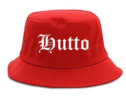 Hutto Texas TX Old English Mens Bucket Hat Red