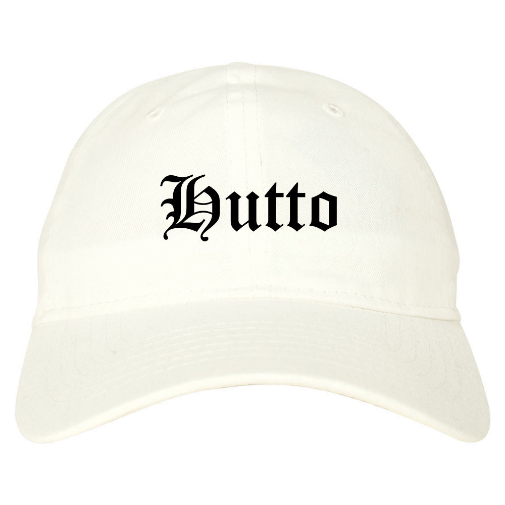 Hutto Texas TX Old English Mens Dad Hat Baseball Cap White