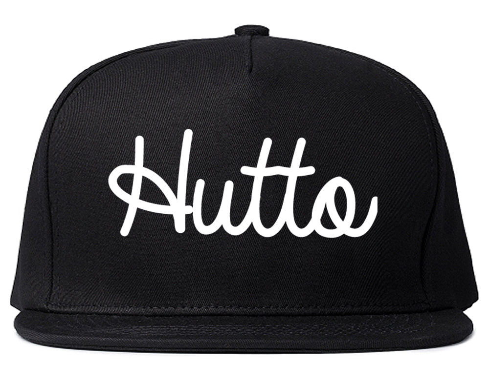 Hutto Texas TX Script Mens Snapback Hat Black