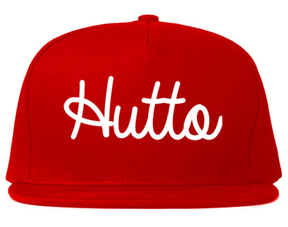 Hutto Texas TX Script Mens Snapback Hat Red
