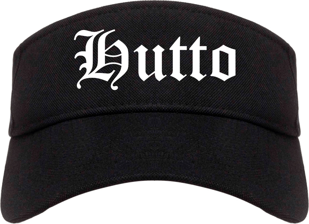 Hutto Texas TX Old English Mens Visor Cap Hat Black