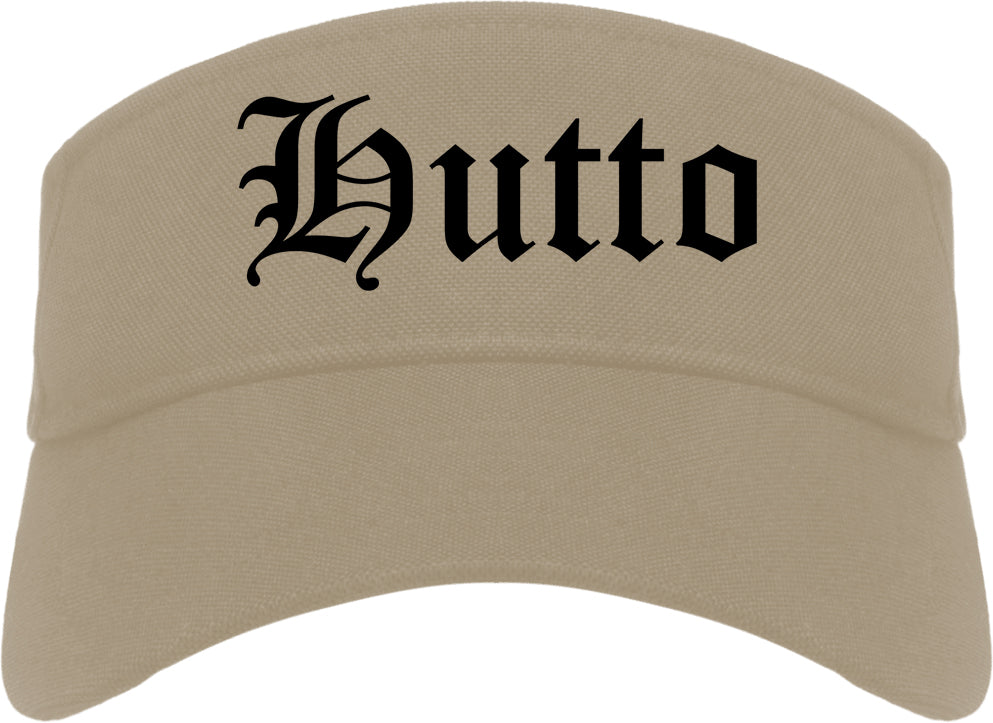 Hutto Texas TX Old English Mens Visor Cap Hat Khaki