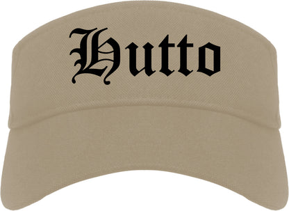 Hutto Texas TX Old English Mens Visor Cap Hat Khaki
