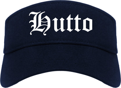 Hutto Texas TX Old English Mens Visor Cap Hat Navy Blue