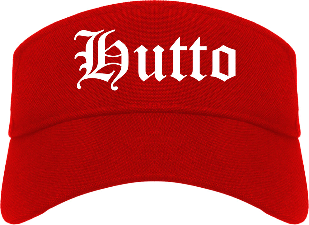 Hutto Texas TX Old English Mens Visor Cap Hat Red