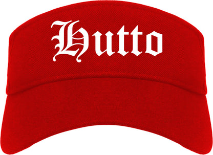 Hutto Texas TX Old English Mens Visor Cap Hat Red