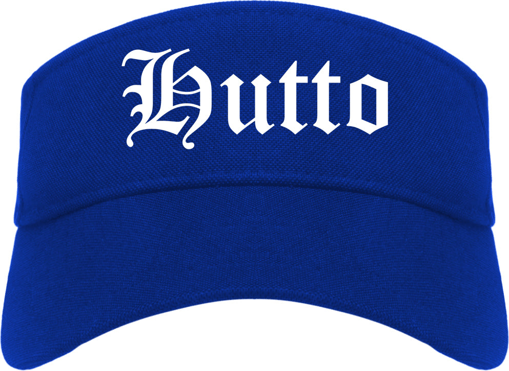 Hutto Texas TX Old English Mens Visor Cap Hat Royal Blue