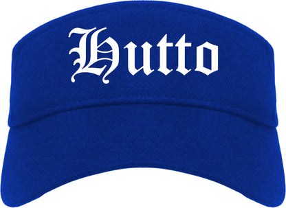 Hutto Texas TX Old English Mens Visor Cap Hat Royal Blue