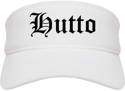 Hutto Texas TX Old English Mens Visor Cap Hat White