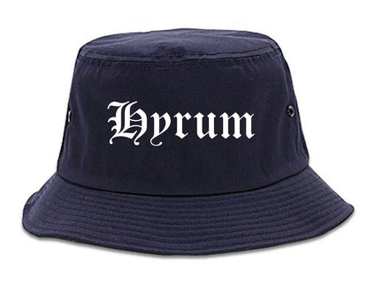 Hyrum Utah UT Old English Mens Bucket Hat Navy Blue