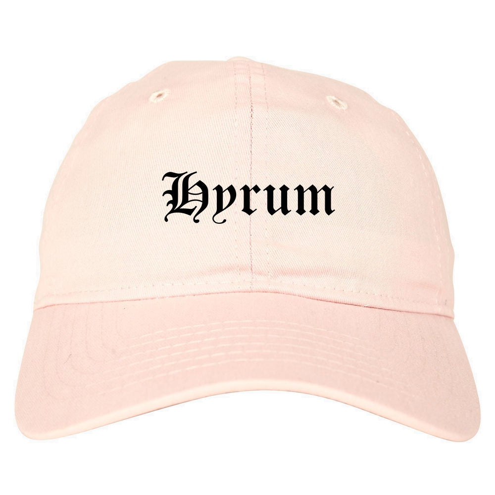 Hyrum Utah UT Old English Mens Dad Hat Baseball Cap Pink
