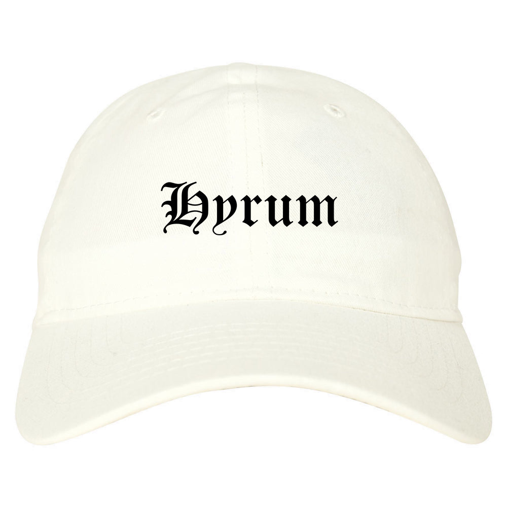 Hyrum Utah UT Old English Mens Dad Hat Baseball Cap White
