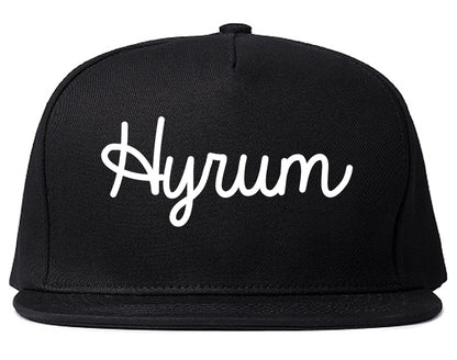 Hyrum Utah UT Script Mens Snapback Hat Black