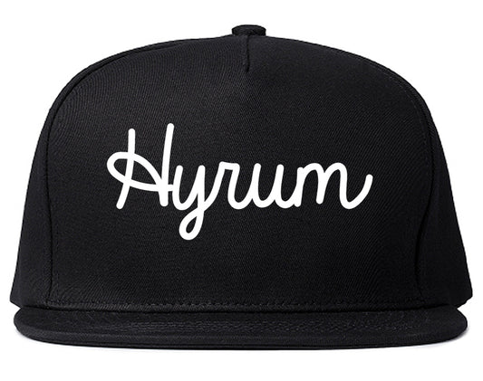 Hyrum Utah UT Script Mens Snapback Hat Black