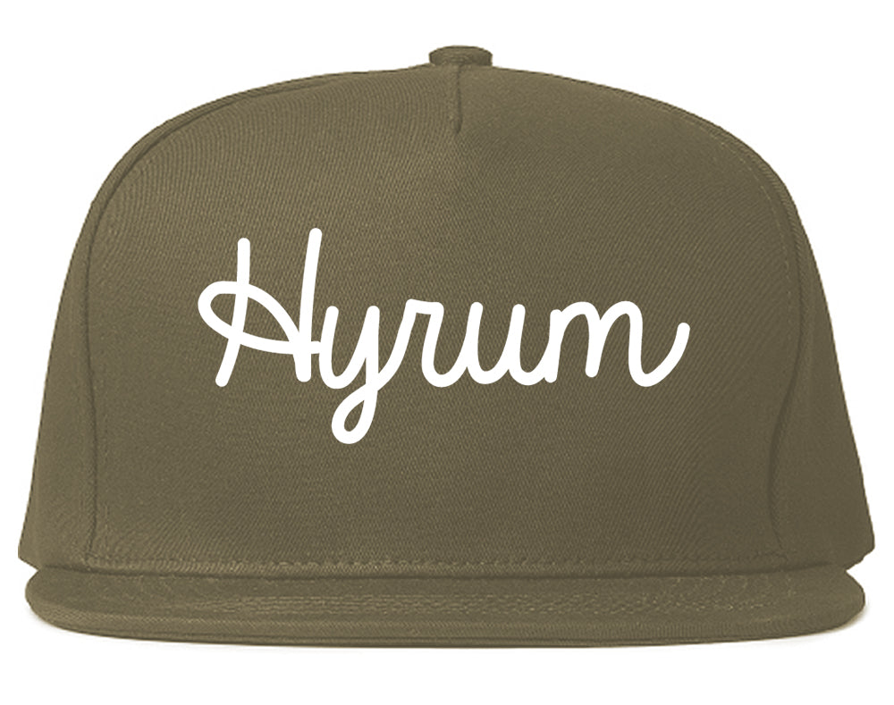 Hyrum Utah UT Script Mens Snapback Hat Grey