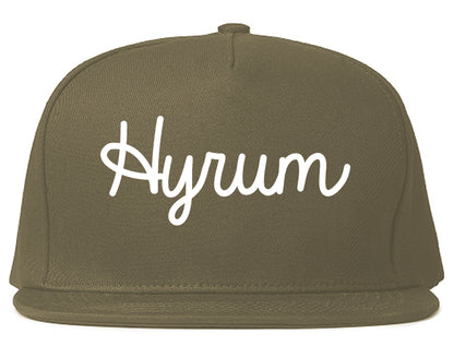 Hyrum Utah UT Script Mens Snapback Hat Grey