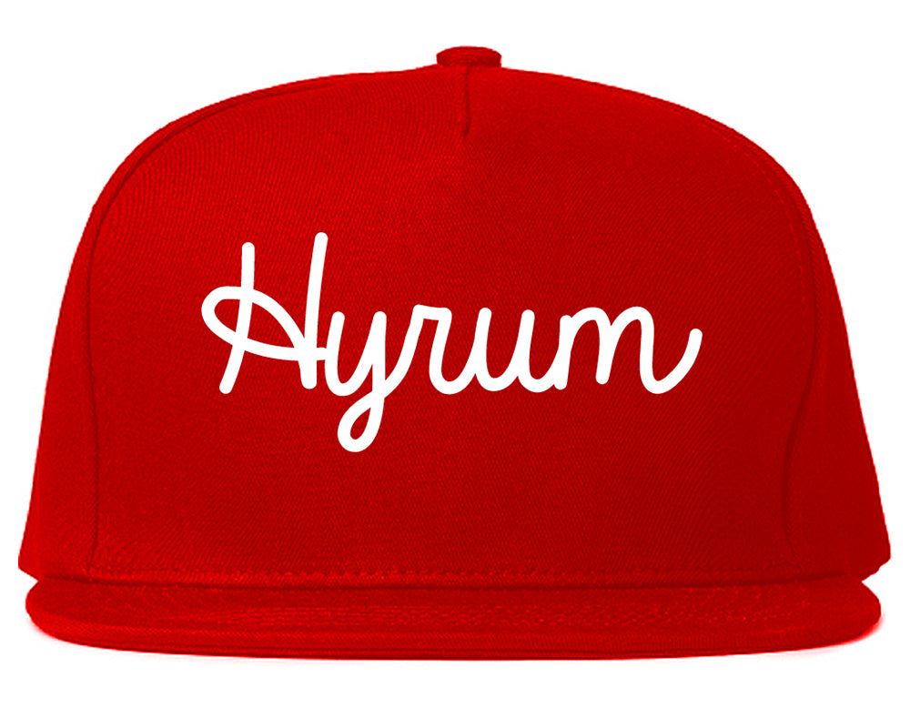 Hyrum Utah UT Script Mens Snapback Hat Red