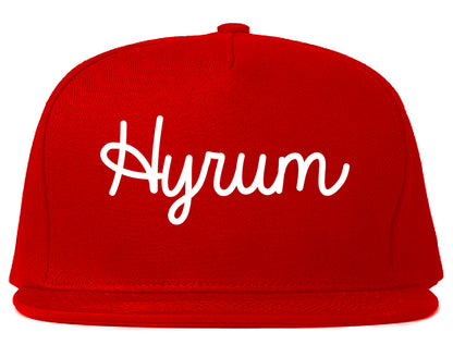 Hyrum Utah UT Script Mens Snapback Hat Red