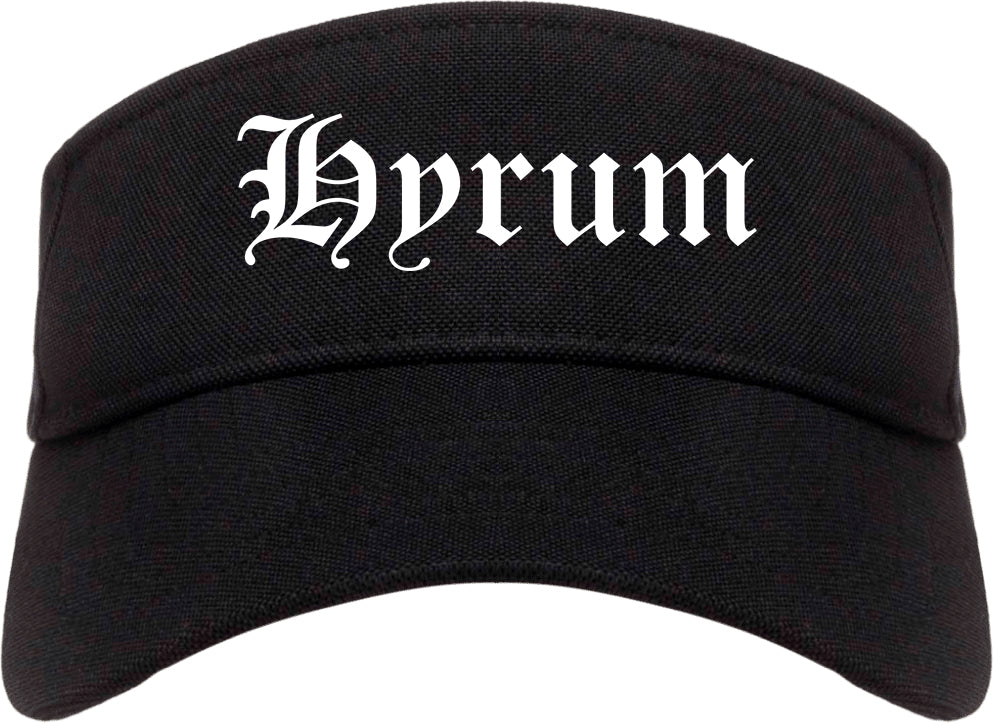 Hyrum Utah UT Old English Mens Visor Cap Hat Black