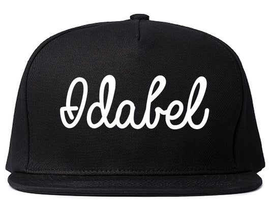 Idabel Oklahoma OK Script Mens Snapback Hat Black