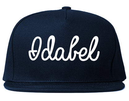 Idabel Oklahoma OK Script Mens Snapback Hat Navy Blue