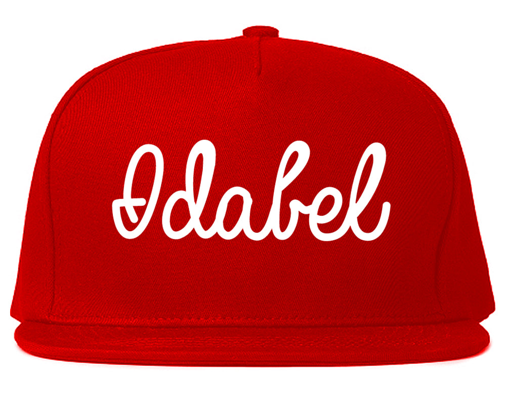 Idabel Oklahoma OK Script Mens Snapback Hat Red