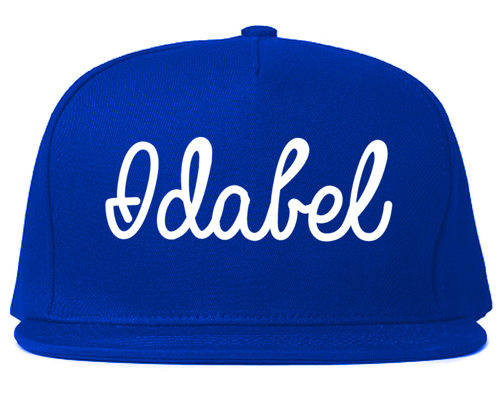 Idabel Oklahoma OK Script Mens Snapback Hat Royal Blue