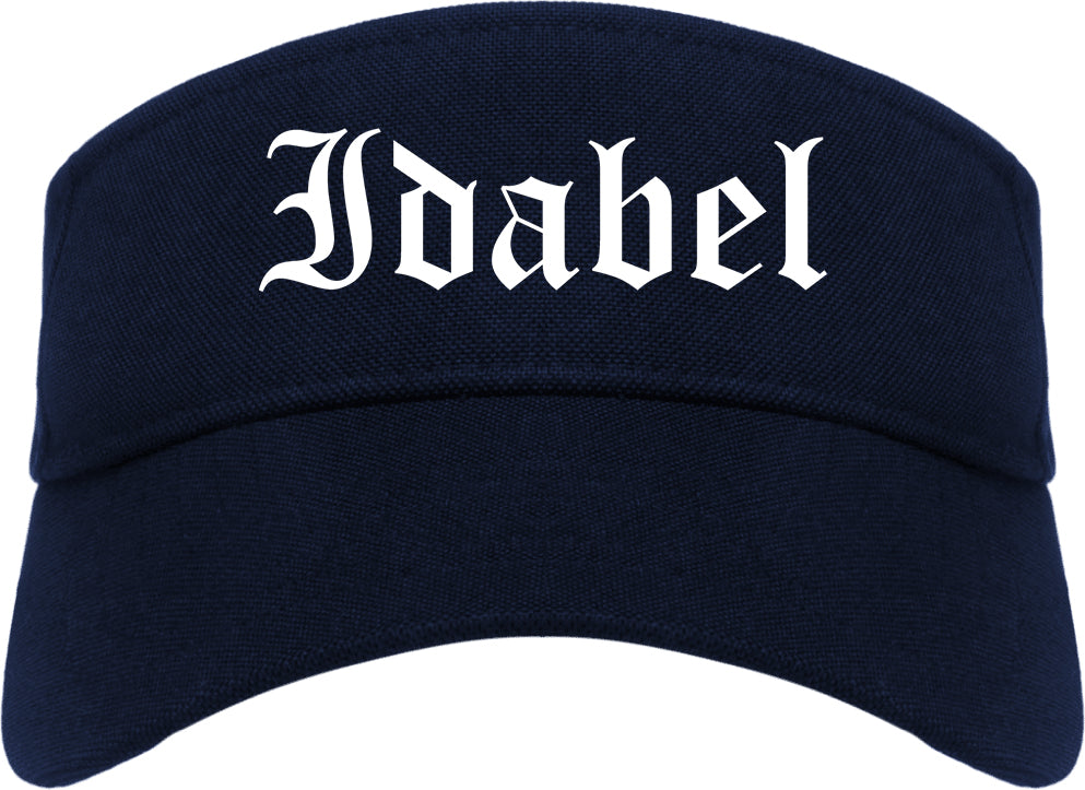 Idabel Oklahoma OK Old English Mens Visor Cap Hat Navy Blue
