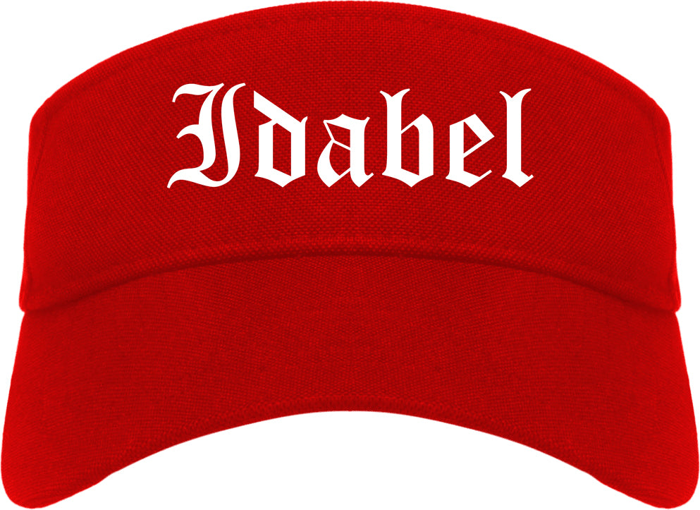 Idabel Oklahoma OK Old English Mens Visor Cap Hat Red