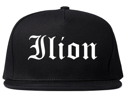 Ilion New York NY Old English Mens Snapback Hat Black