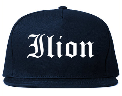 Ilion New York NY Old English Mens Snapback Hat Navy Blue