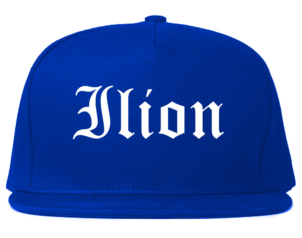 Ilion New York NY Old English Mens Snapback Hat Royal Blue