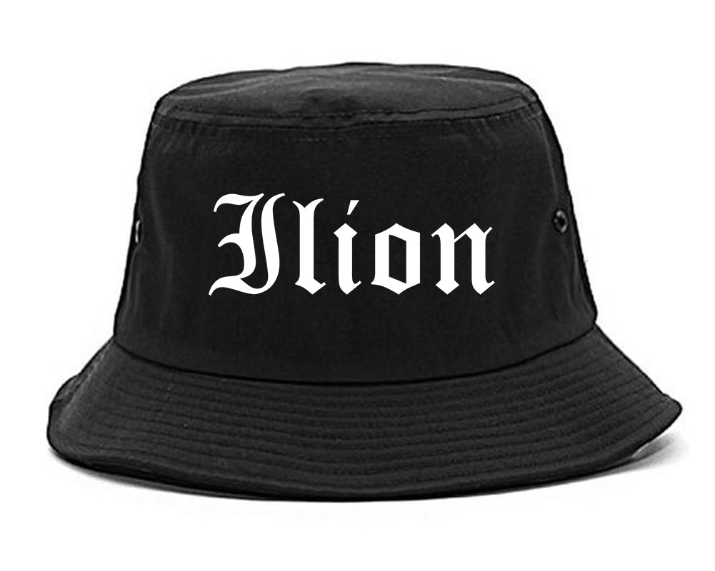 Ilion New York NY Old English Mens Bucket Hat Black