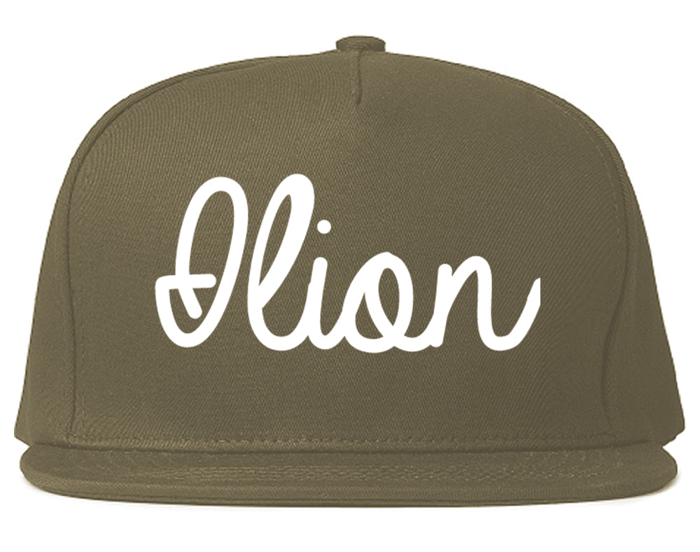 Ilion New York NY Script Mens Snapback Hat Grey