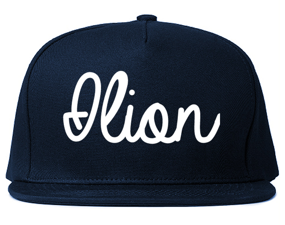 Ilion New York NY Script Mens Snapback Hat Navy Blue