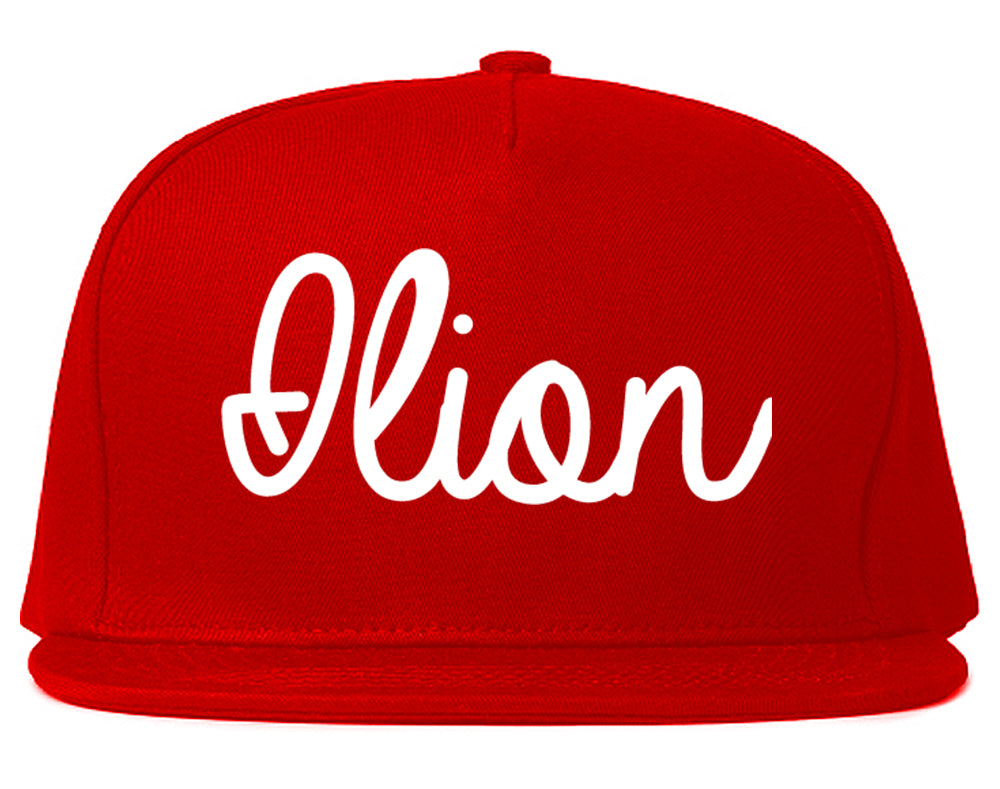 Ilion New York NY Script Mens Snapback Hat Red