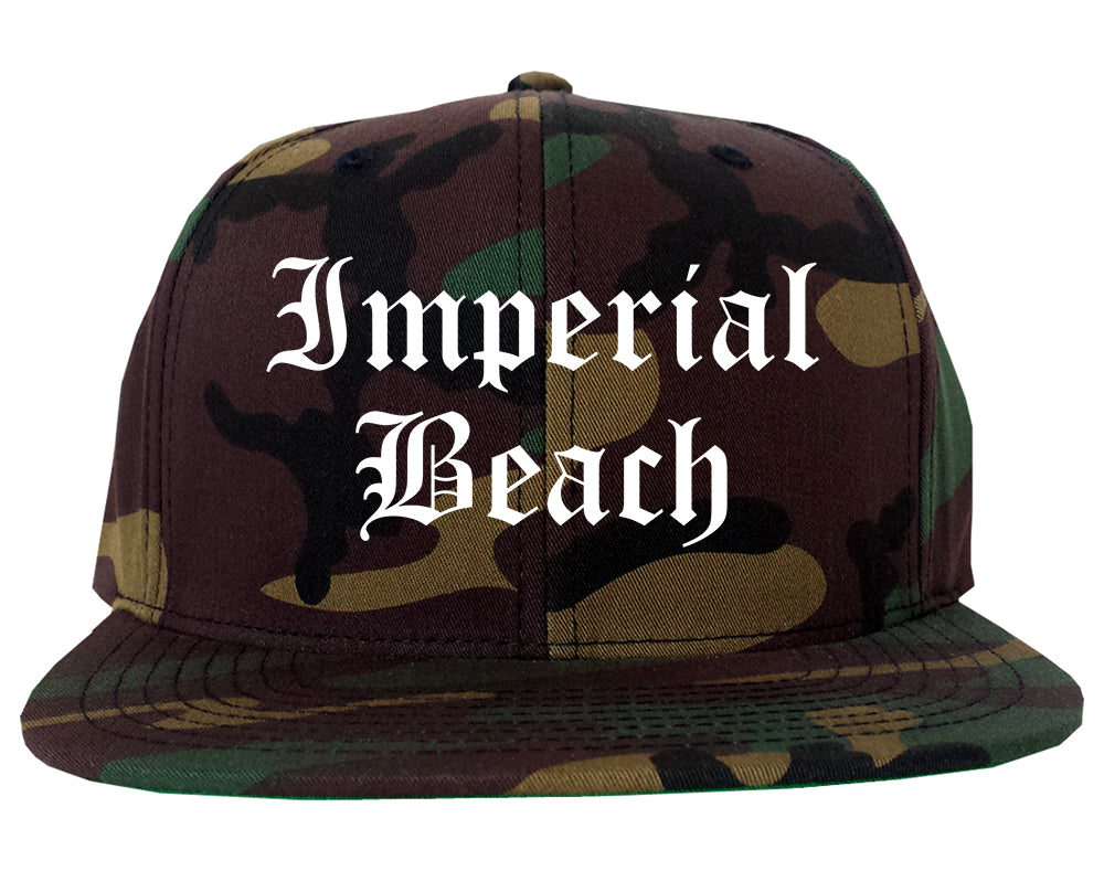 Imperial Beach California CA Old English Mens Snapback Hat Army Camo