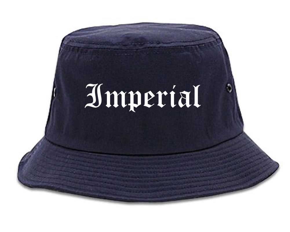 Imperial California CA Old English Mens Bucket Hat Navy Blue