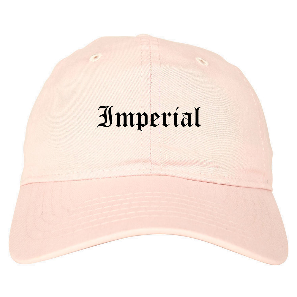Imperial California CA Old English Mens Dad Hat Baseball Cap Pink