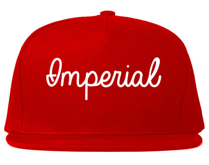 Imperial California CA Script Mens Snapback Hat Red