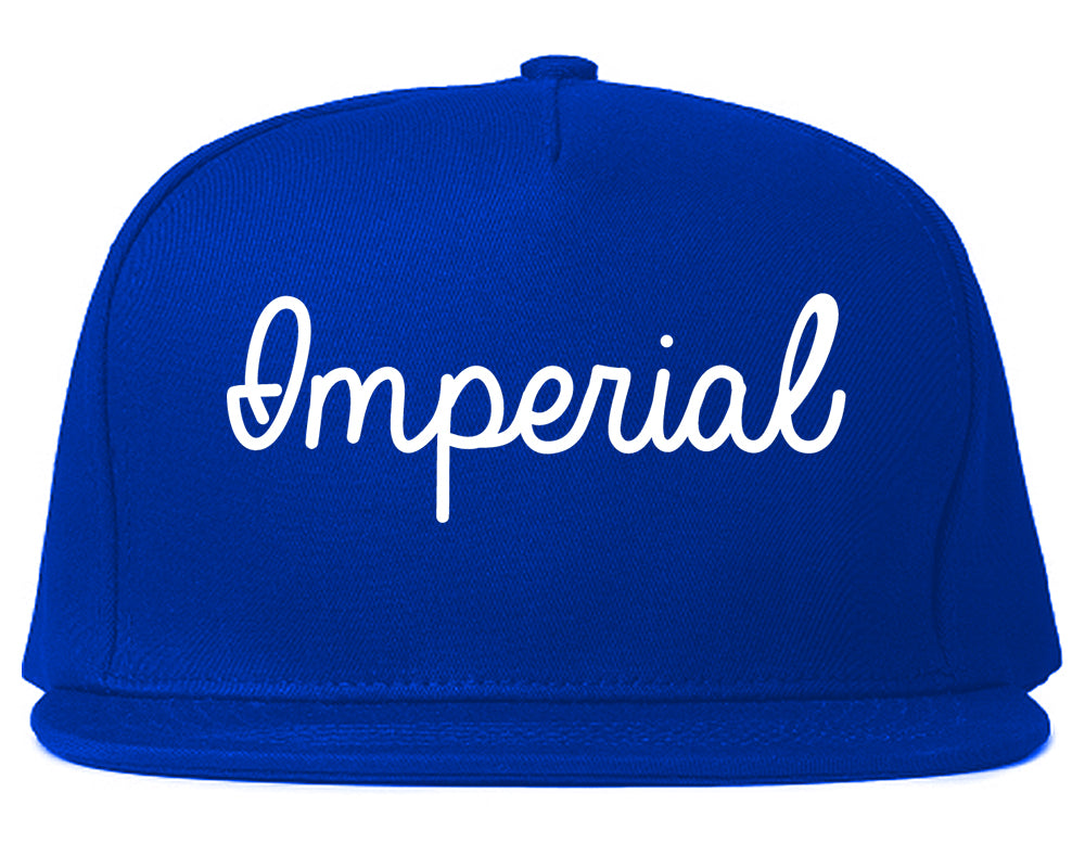 Imperial California CA Script Mens Snapback Hat Royal Blue