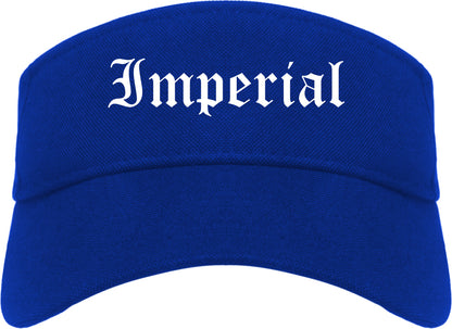 Imperial California CA Old English Mens Visor Cap Hat Royal Blue